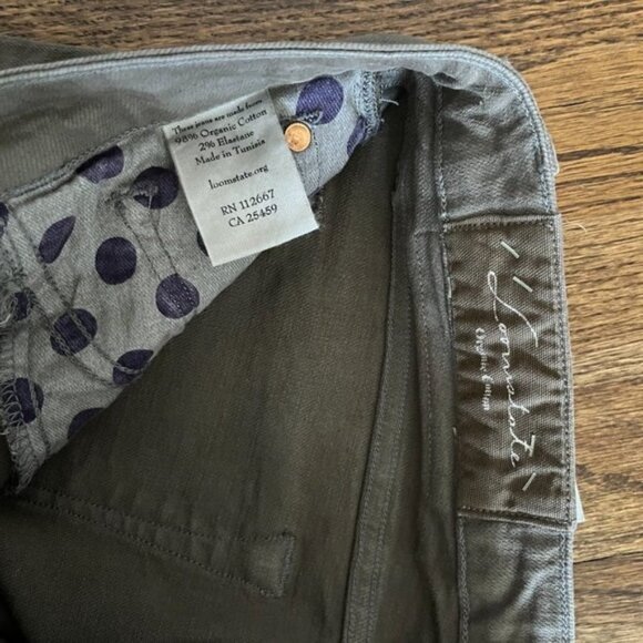 Loomstate Kharma Organic Cotton Medium Low Waist Driftwood Gray/Green Bootcut 27 - Picture 8 of 8
